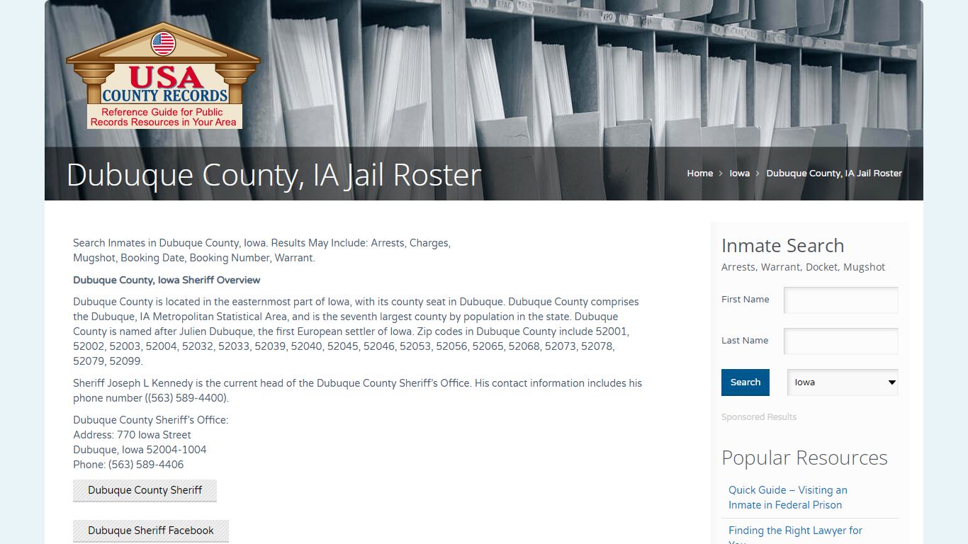 Dubuque County, IA Jail Roster | Name Search