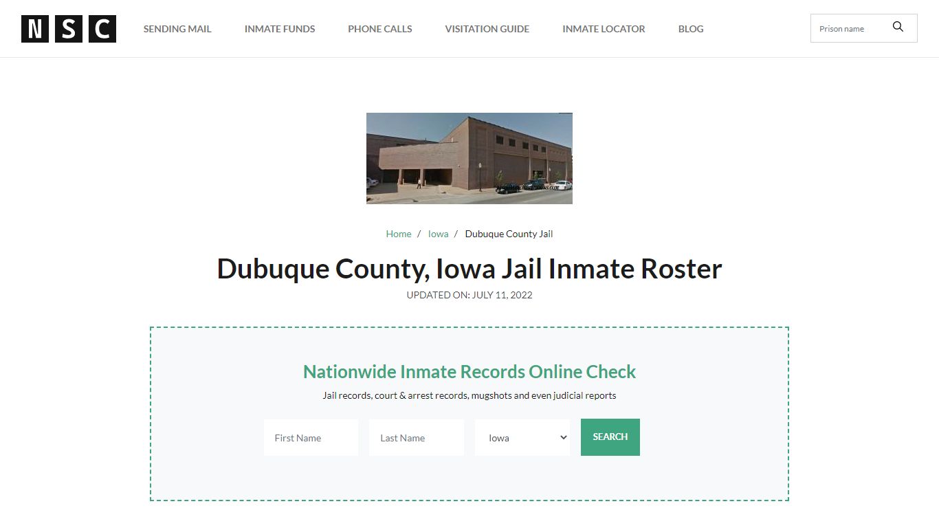 Dubuque County, Iowa Jail Inmate Roster